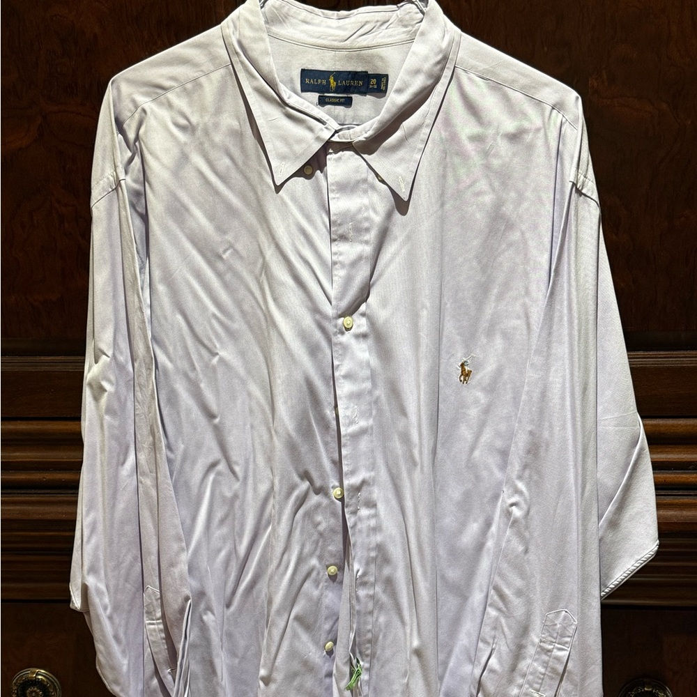 Ralph Lauren Men's Classic Lavender Button Down Shirt size 20 sleeve 34-35